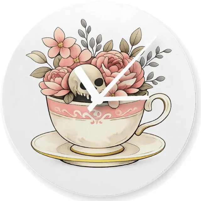 Mr Cadeautjes Glazen klok Ø 20 - design Een vrolijk botanisch contrast tussen iets zachts en iets on | cadeau Wit