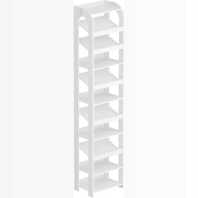 Happiq Schoenenrek - Voor Kleine Ruimtes - Vrijstaand Met Haken - Wit Hout White