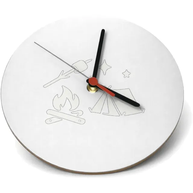 Mr Cadeautjes Klok rond Ø 19 - design Minimalistische buitenhumor met een avondvuur-thema | cadeau Wit