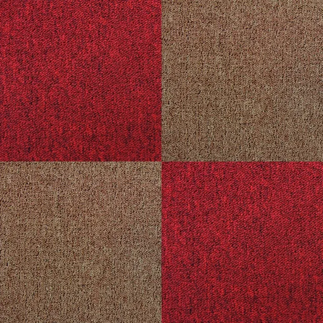 MonsterShop 40x tapijttegels - rood en zand - 50x50cm - 10m² Rood en Zandkleur