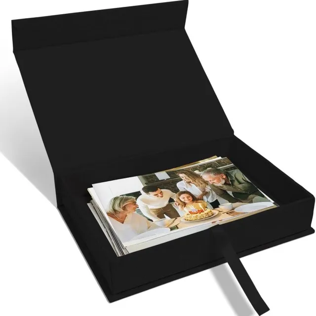 Huttutu Opbergdoos - Foto Opbergdoos met Deksel - Stapelbare Organizer voor Foto's Certificaten Sieraden en Scrapbooking - Zwarte Kleur - 1 Stuk