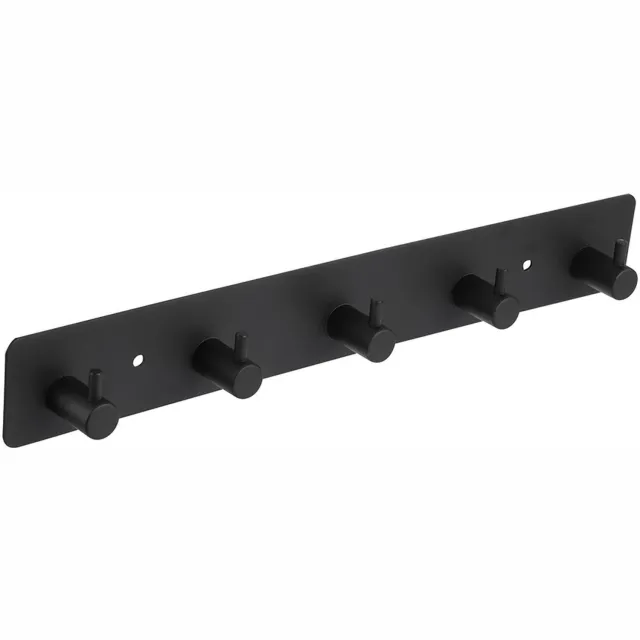 Differnz Kapstok met 5 Haken - Knophaak Wandkapstok - Voorzien van Ronde Haken met Knopjes - Vervaardigd uit Metaal - Inclusief Bevestiging met Schroeven - Kleur Mat Zwart - Modern Design