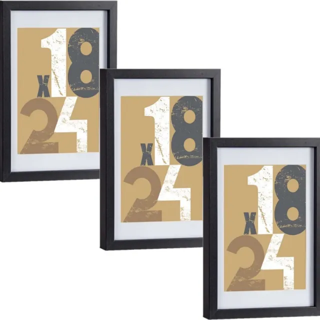 Arte r 3x stuks houten fotolijst - zwart - 21 x 30 cm - fotolijstje - met passe-partout - decoratie