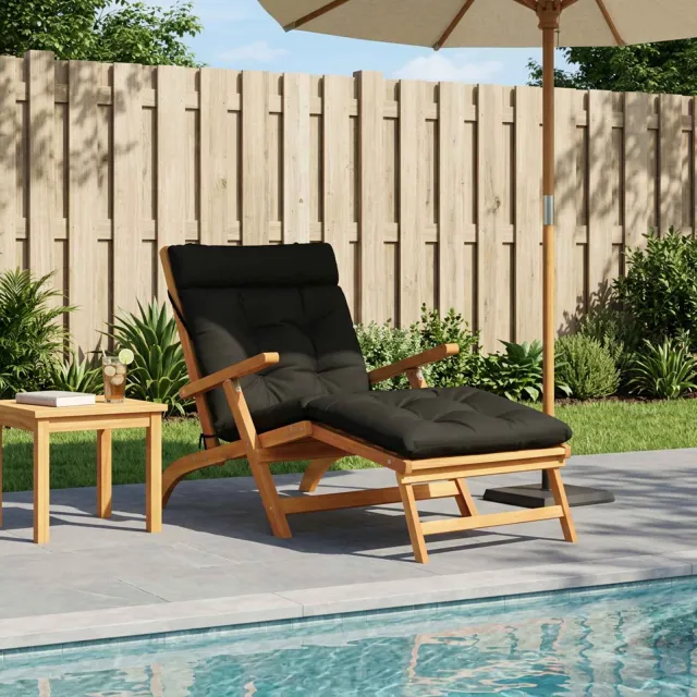 vidaXL Ligstoel Kussen VIANEN 100% Polyester Zwart 200 x 80 x 8 cm