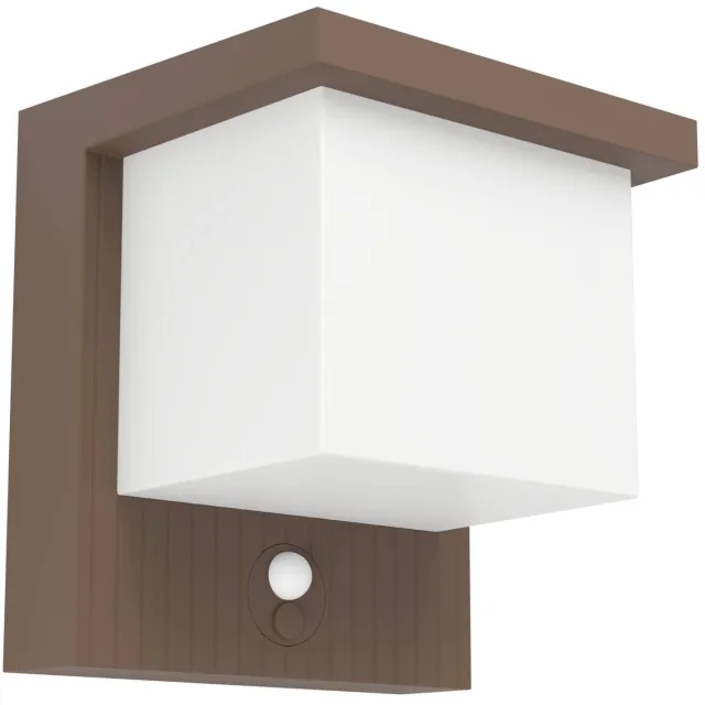 EGLO Frigento Solar Wandlamp Buiten - Sensor - Oplaadbaar - 15 cm - Roestbruin/Melkkleurig Roestbruin;Wit;