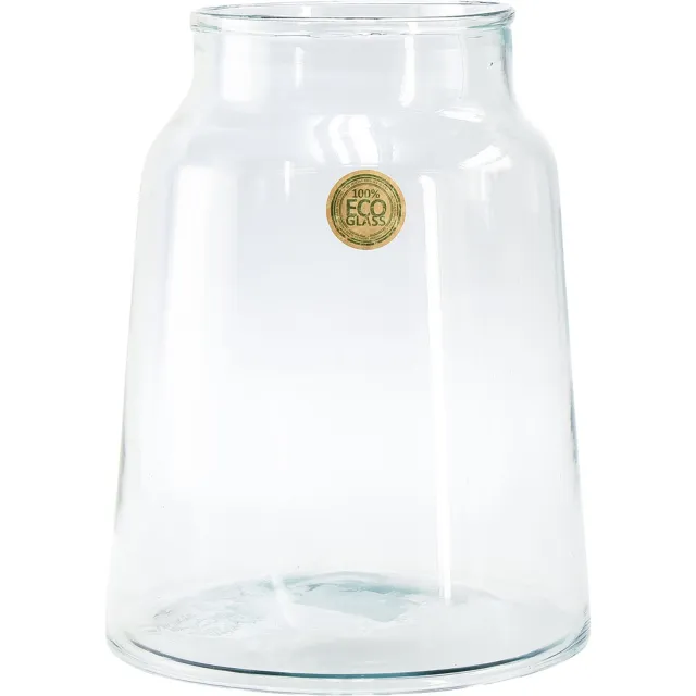 Jodeco Glass Eco vaas 'eddy' h30 bd21,5 td14,5 cm Bruin