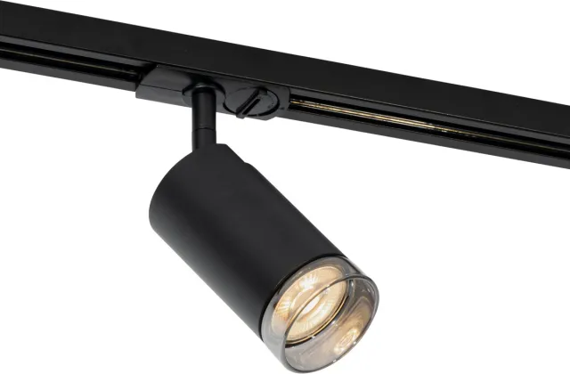 QAZQA jeana - Moderne Spot railsysteem verlichting, railverlichting geschikt voor led - 1 lichts - Ø 6 cm - Zwart - Woonkamer | Slaapkamer | Keuken Zwart - 1 lichts