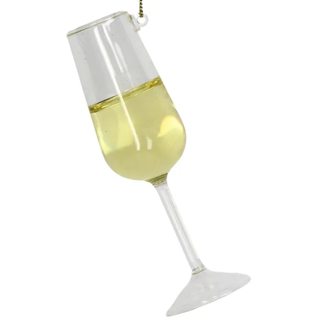HD Collection Ornament kerstbal Champagneglas Wit 12 cm HD Collection