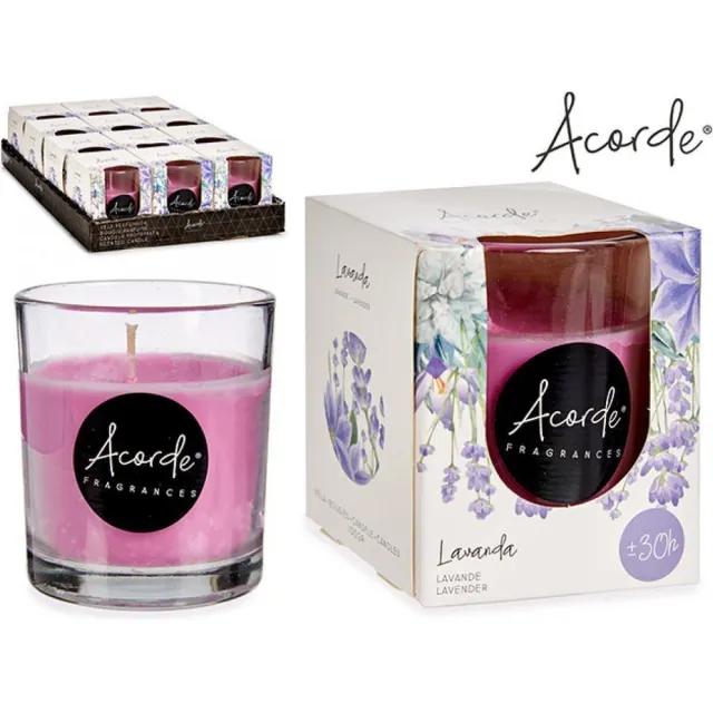 Acorde Geurkaarsenset 2 stuks - LAVENDEL + BAMBOE - in glas - 30u Paars+groen