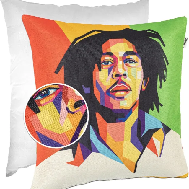 ANRO Bob Marley Sierkussen 40x40 cm - Gobelin - Inclusief vulling Multicolor