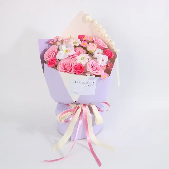 La Roselle Amsterdam Rozenboeket – Geurende Kunstrozen met Orchidee - Roze Roze/lila