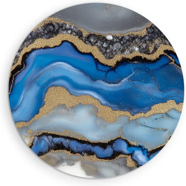 Saammp Muurcirkel Hout - Gekleurd marmer - Abstract - Ø 60 - Wandcirkel - Wanddecoratie Cirkel - Muurdecoratie Woonkamer - Slaapkamer decoratie - Rond Schilderij