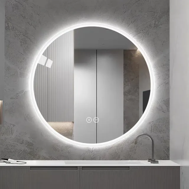 MODFU Ronde Led Badkamerspiegel - Wandspiegel - Anti-Condens - Dimbaar - 80 Cm Silver