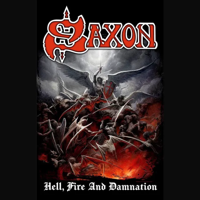 Rock Off Saxon - Hell, Fire And Damnation Textiel Poster - Multicolours