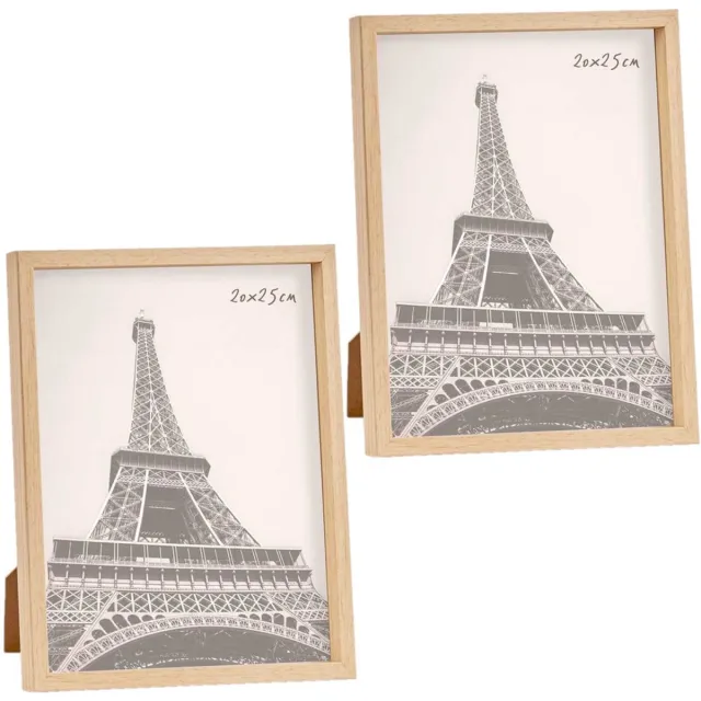 Arte r Fotolijst - 2x stuks - houtlook - kunststof/glas - 27 x 22 cm - voor foto van 20 x 25 cm - staand/hangend Camel bruin