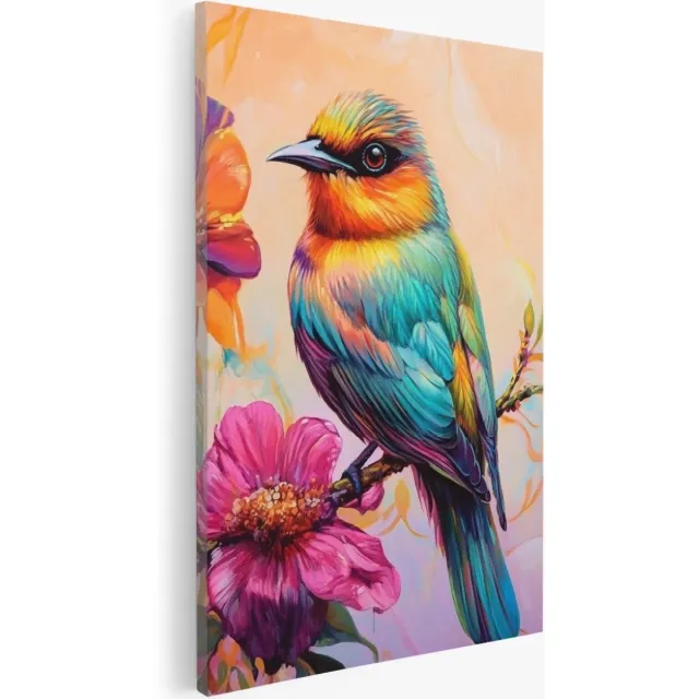 Saammp Canvas Schilderij - Abstracte Vogel - Natuur - Dieren - 30x40 - Foto op canvas - Wanddecoratie - Muurdecoratie Woonkamer - Slaapkamer decoratie - Canvas Print Multicolor