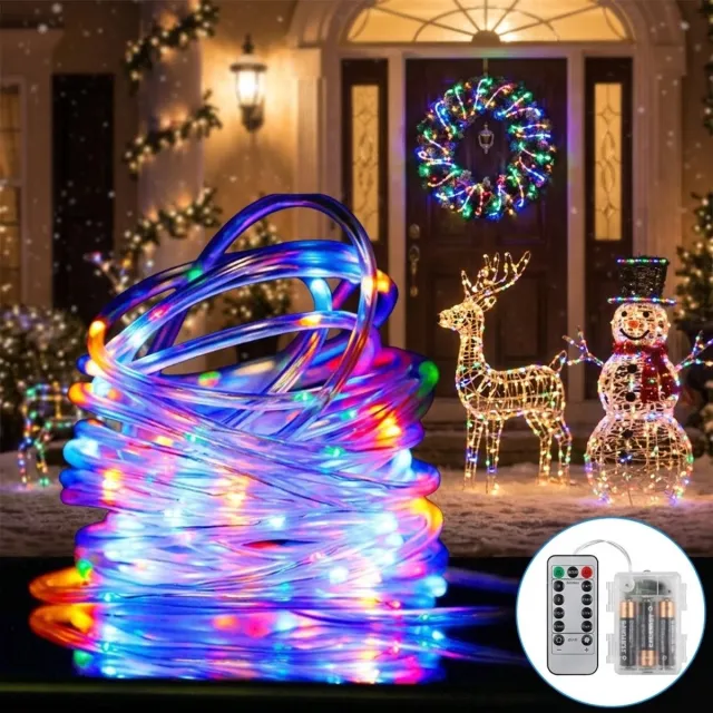 CNLSight LED Lichtsnoer 12 Meter met Afstandsbediening –Kerstverlichting- Feestverlichting - Lampjes slinger-100 LED, 8 Lichtmodi, IP65 - Multicolour Licht