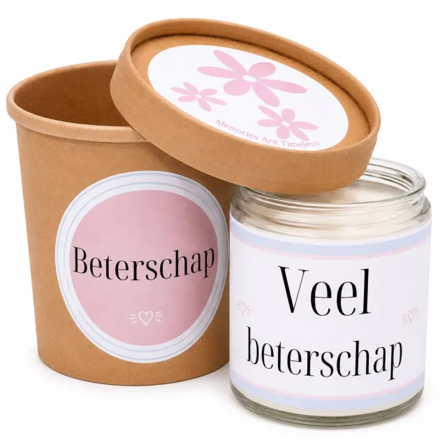 Memories Are Timeless Beterschap Cadeau met Kaars - Kaars 50 Branduren - Opkikker Cadeau