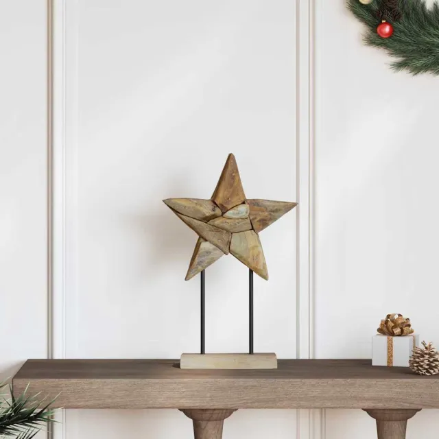 vidaXL Kerstster Naturel 31 x 15 x 46 cm Massief Teakhout Bruin