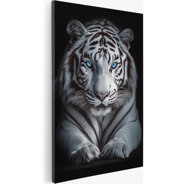 Saammp Canvas Schilderij - Witte Tijger - Dieren - Natuur - 40x60 - Foto op canvas - Wanddecoratie - Muurdecoratie Woonkamer - Slaapkamer decoratie - Canvas Print Multicolor
