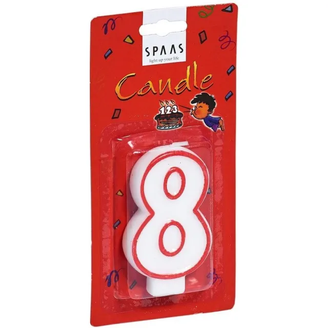 Spaas Verjaardagskaars 8 rood/wit