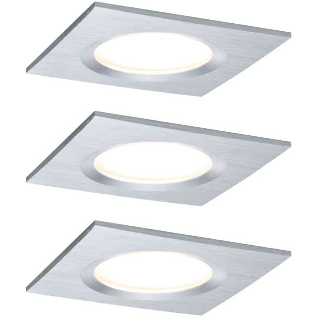 Paulmann LED-inbouwlamp Nova Plus Coin Basisset star IP44 hoekig 78x78 mm Coin 3x6W 3x470lm 230V dimbaar 2700K Alu gedraaid