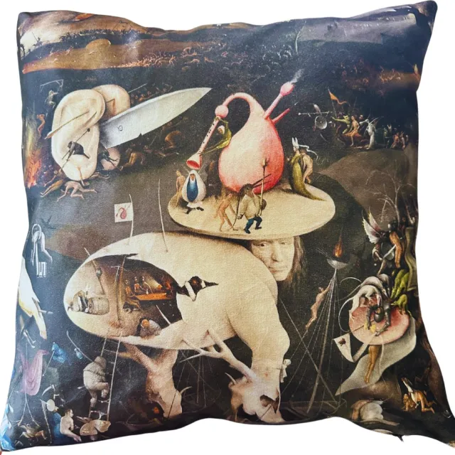 ZenXhome Jeroen Bosch- Jheronimus Bosch- Tuin der Lusten- Hel- Hoogwaardig sierkussen met riets- 44cm X 44cm inclusief kussen- Dutch Design Product Tuin der Lusten De Hel