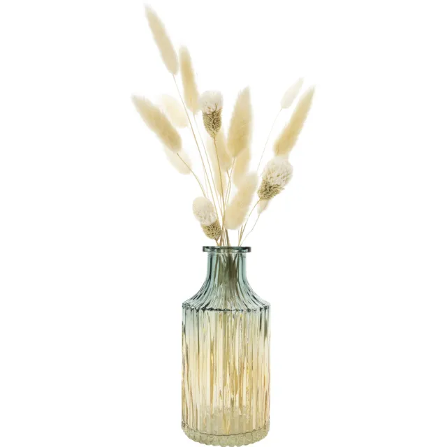 QUVIO Glazen vaas - 7 x 14 cm (dxh) - Geel/Blauw Transparant