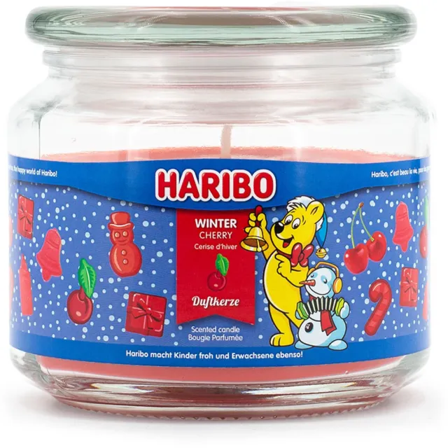Haribo geurkaars - met winterkersgeur rood