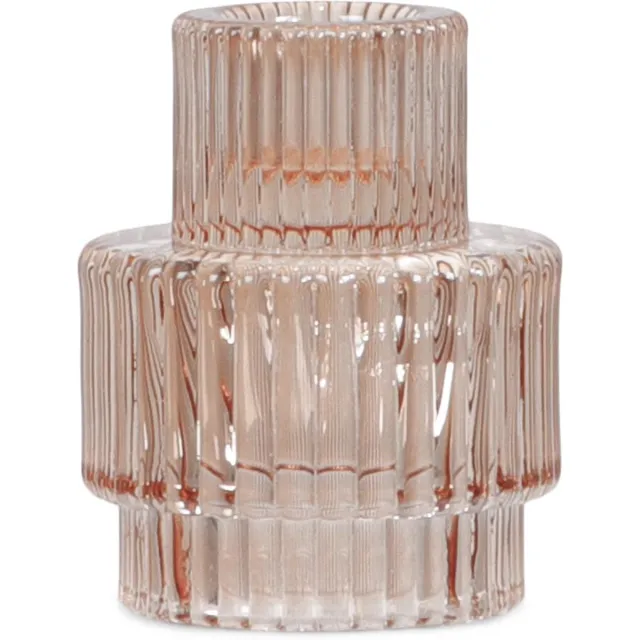 SENZA duo kandelaar bruin - Glas - 6,4x8cm