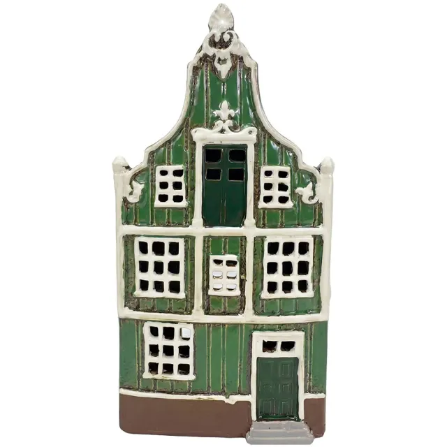 Clayre & Eef Waxinelichthouder Huis Groen Keramiek