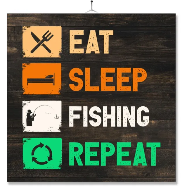 MC Living Tegel Met Opdruk | Verjaardag kado | Toilet WC | Eat Sleep Fishing Repeat Multi-Color