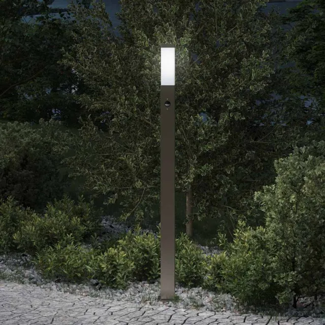 vidaXL Bolderverlichting met sensor 110 cm roestvrij staal IP44 Zilver