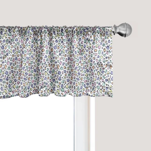 ABAKUHAUS Gordijnvalletje met luipaardprint, gordijnvalletje voor keuken en slaapkamer met tunnelzoom, 137 cm x 45 cm, meerkleurig Veelkleurig