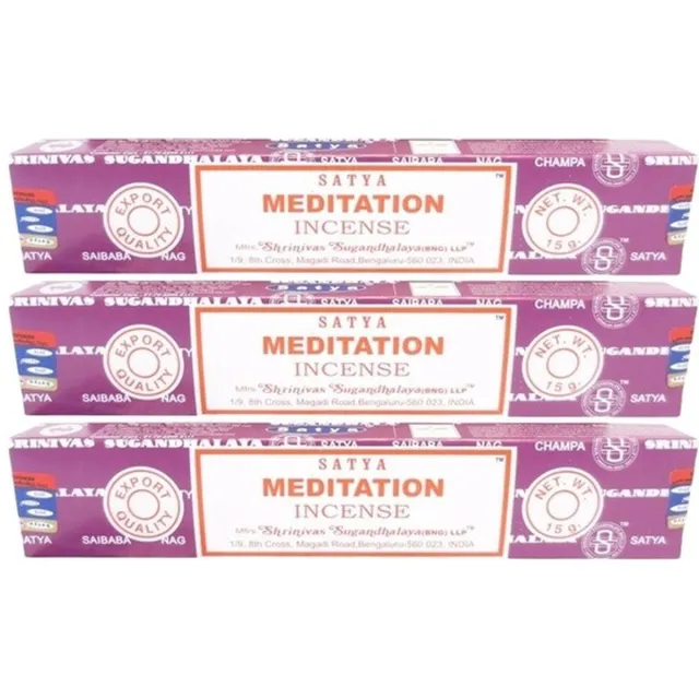 Satya Nag Champa wierook - Meditation - 3x pakje van 12 stuks - 15 gram Multi