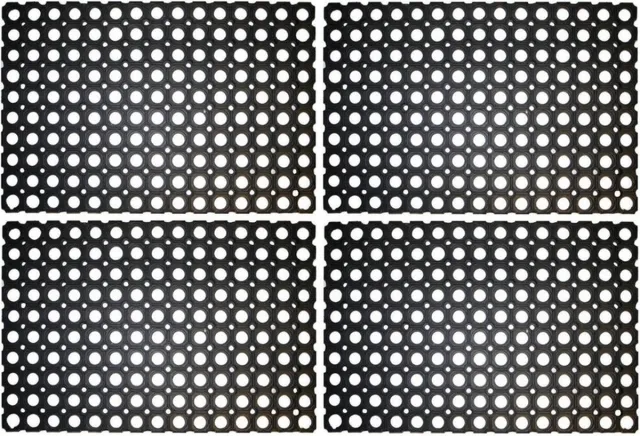 Benson Deurmat - 4x - rubber - 60x40 cm - schoonloopmat - rubberring - ringmat - buitenmat Zwart