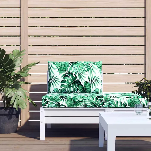 vidaXL Palletkussens 2 st stof bladpatroon groen