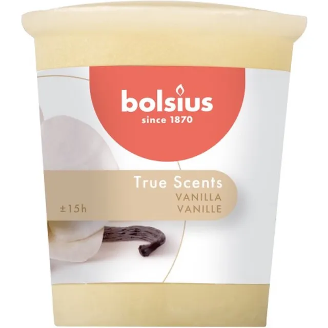 Bolsius 24 stuks Bolsius votive vanille - vanilla geurkaarsen 53/45 (15 uur) wit