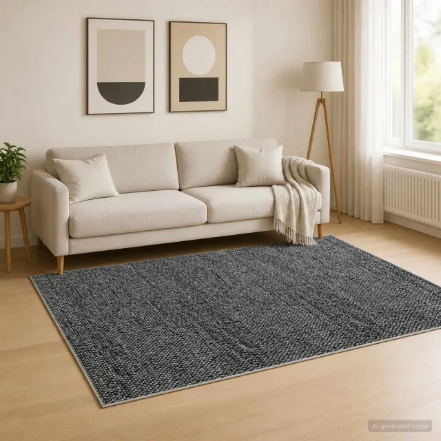 vidaXL Vloerkleed Antraciet 160 x 230 cm 100% Polyester 3 mm Wasbaar, foto 2