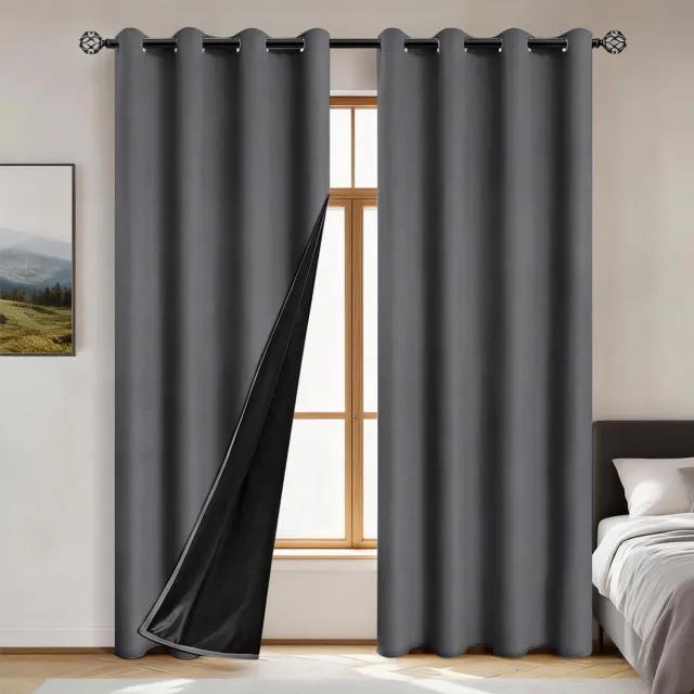 KCVV Donkerblauwe gordijnen - 2-delige set - 100 x 250 cm - met ophangringen - waterafstotende coating - geschikt voor woonkamer en slaapkamer grijs
