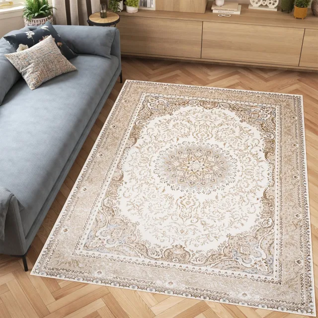 Tapiso Hera Vloerkleed Creme Vintage Woonkamer Oosters Tapijt Maat- 160x230 Creme 1