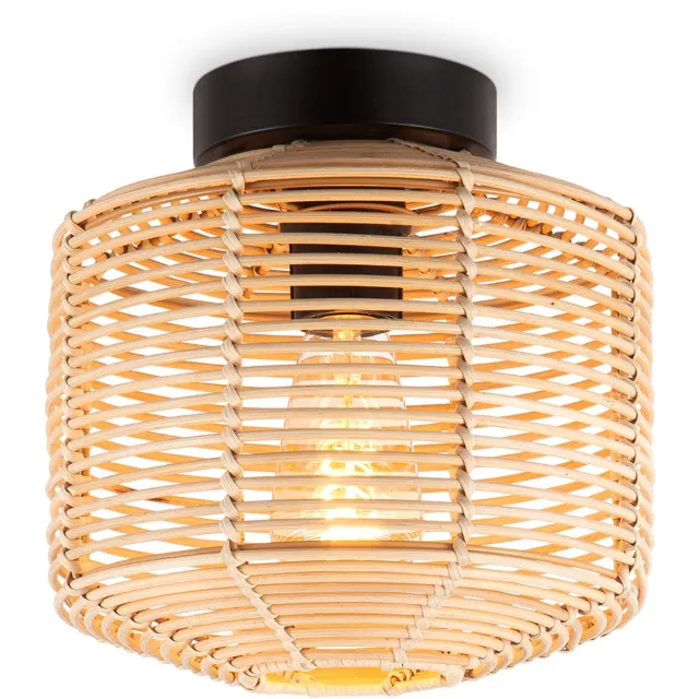 Home Sweet Home plafondlamp met gevlochten wilgenkap - E27 - Naturel Geel