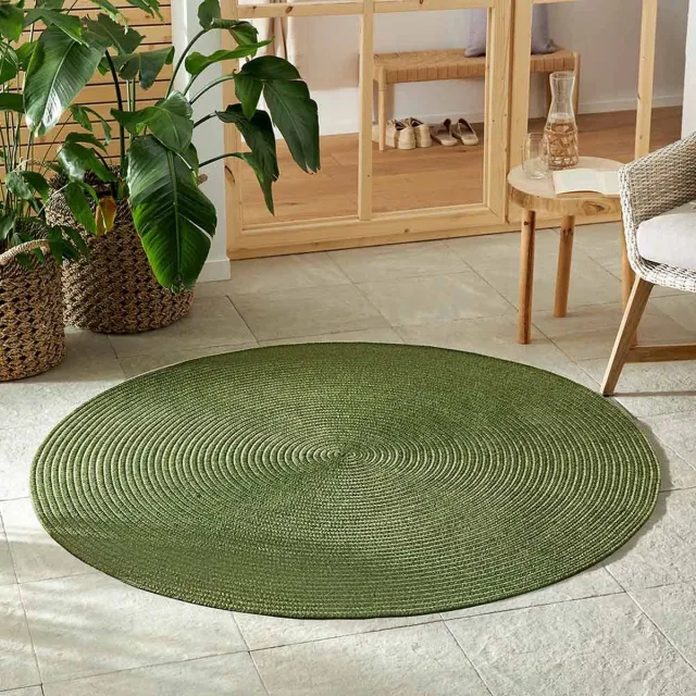 flycarpets Binnen & Buitenkleed vloerkleed - Trenzado - Groen - 200x200 cm