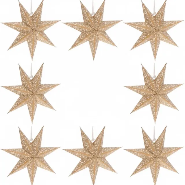 MoreThanHip Set van 8 papieren kerststerren Luma – mini – Ø20 cm – zonder verlichting goud