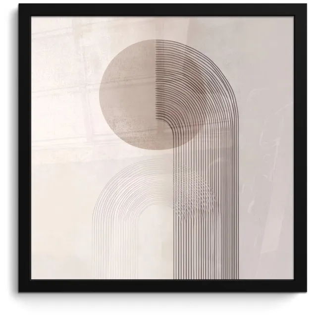 FrameYourWall Poster in lijst - Fotolijst 40x40 cm - Posters - Minimalistisch - Cirkel - Lichtgrijs - Posterlijst zwart - Decoratie - Wanddecoratie woonkamer - Muurdecoratie slaapkamer Minimalistisch - Cirkel - Lijnen