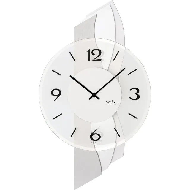AMS wandklok 9670 Grijs, zilver, zwart