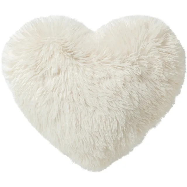 Textino HART - sierkussen 40x45 cm - hartjeskussen - fluffy - Snow White - wit