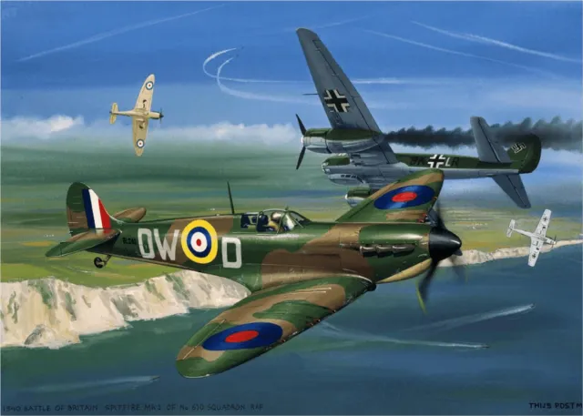 TP Aviation Art Thijs Postma - TP Aviation Art - Poster - Supermarine Spitfire Battle of Britain - 50x70cm Kleur
