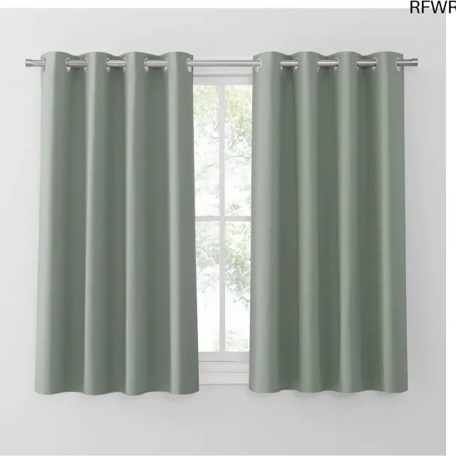 RFWR Verduisterende Gordijnen met Lussen - Thermische Isolatie voor Woonkamer en Slaapkamer, 132x150 cm (2 Pan) groen