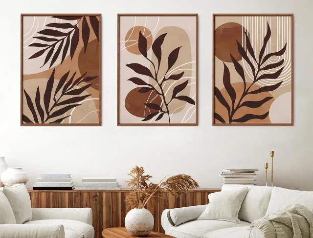 Einzelunternehmen Jörn Heep Set van 3 A3 Posters Beige Boho Abstract Premium Kunstprints